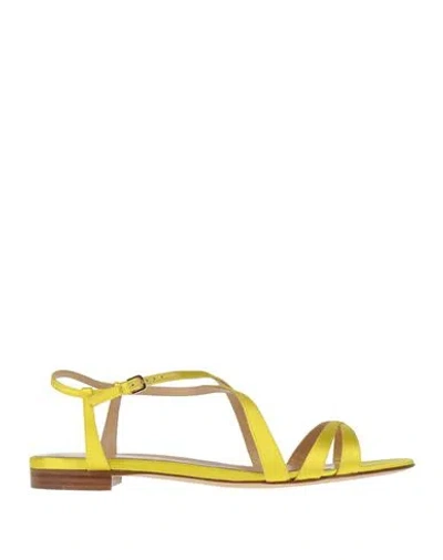 Sergio Rossi Woman Sandals Yellow Size 8 Textile Fibers