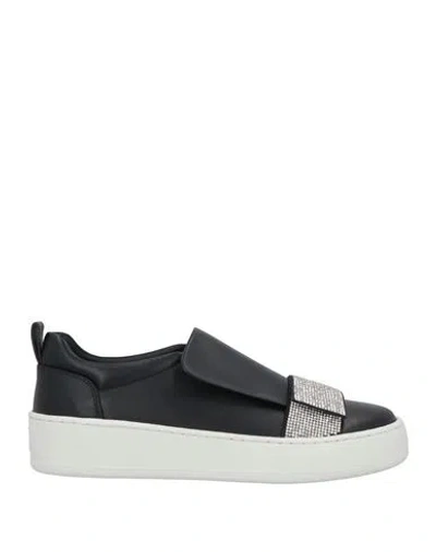 Sergio Rossi Woman Sneakers Black Size 10 Leather