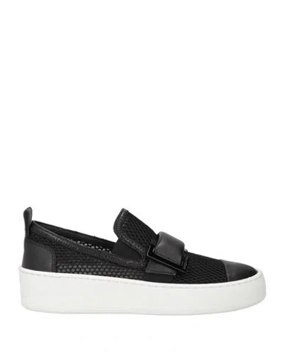 Sergio Rossi Woman Sneakers Black Size 5 Textile Fibers, Leather