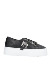 Sergio Rossi Woman Sneakers Black Size 7 Synthetisches Material In Black