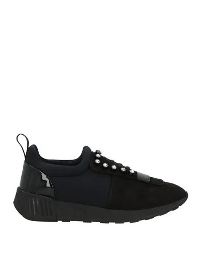 Sergio Rossi Woman Sneakers Black Size 7 Textile Fibers, Leather