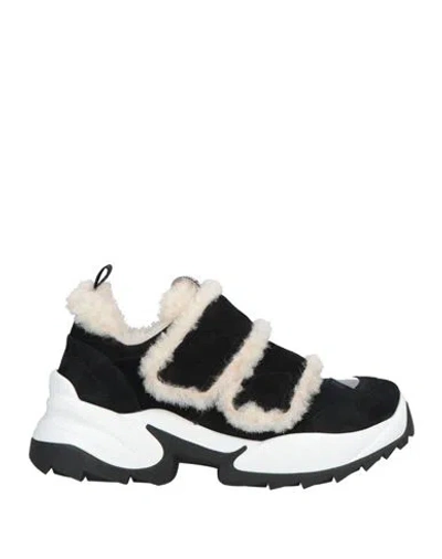 Sergio Rossi Woman Sneakers Black Size 8 Shearling
