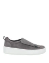 Sergio Rossi Woman Sneakers Lead Size 7 Soft Leather In Grey
