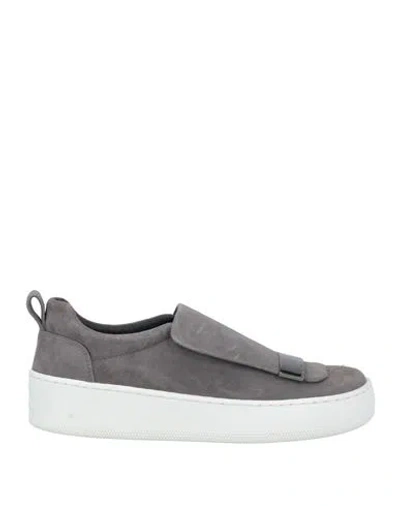 Sergio Rossi Woman Sneakers Lead Size 7 Soft Leather In Grey