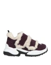 Sergio Rossi Woman Sneakers Plum Size 6 Shearling In Purple