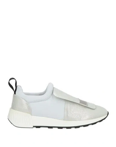 Sergio Rossi Woman Sneakers Silver Size 5 Leather, Textile Fibers In Multi