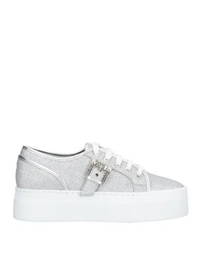 Sergio Rossi Woman Sneakers Silver Size 7 Textile Fibers