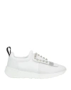 Sergio Rossi Woman Sneakers White Size 5 Leather, Textile Fibers In Black