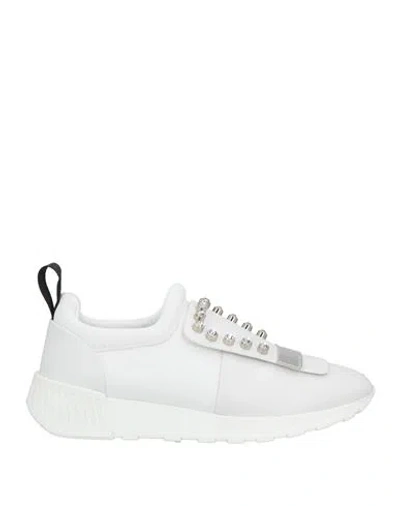 Sergio Rossi Woman Sneakers White Size 5 Leather, Textile Fibers In Black