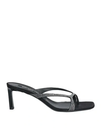 Sergio Rossi Woman Thong Sandal Black Size 4 Textile Fibers
