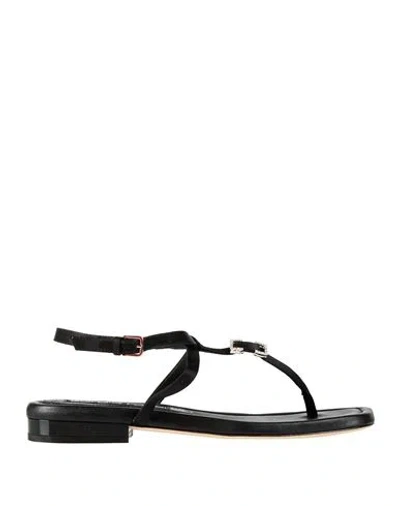 Sergio Rossi Woman Thong Sandal Black Size 6 Textile Fibers