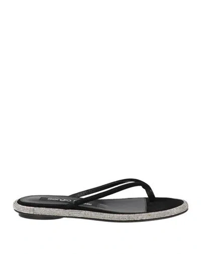 Sergio Rossi Woman Thong Sandal Black Size 6.5 Leather