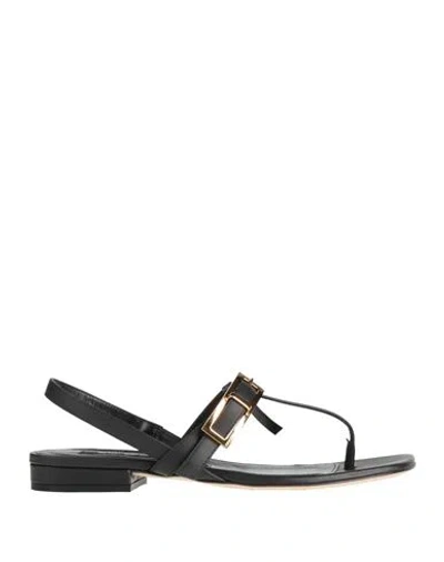 Sergio Rossi Buckle-details Flat Sandals In Black