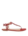 Sergio Rossi Woman Thong Sandal Brick Size 8 Leather In Red