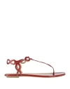 Sergio Rossi Woman Thong Sandal Brick Size 9.5 Leather In Red