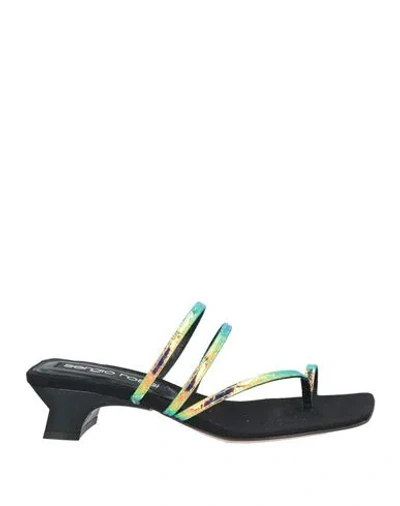 Sergio Rossi Woman Thong Sandal Green Size 6.5 Leather