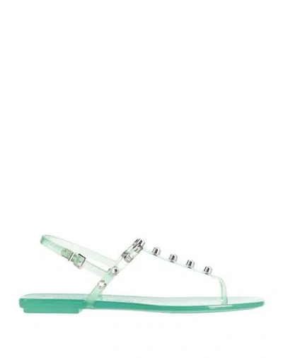 Sergio Rossi Woman Thong Sandal Light Green Size 10 Rubber