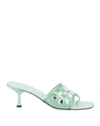 Sergio Rossi Woman Thong Sandal Light Green Size 9 Pvc - Polyvinyl Chloride