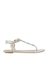 Sergio Rossi Woman Thong Sandal Light Grey Size 7 Leather In Gray