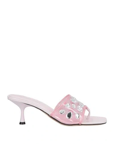 Sergio Rossi Woman Thong Sandal Pink Size 8 Pvc - Polyvinyl Chloride