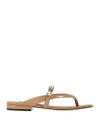 Sergio Rossi Woman Thong Sandal Sand Size 7 Leather In Beige
