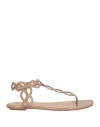 Sergio Rossi Woman Thong Sandal Sand Size 8 Leather In Beige