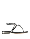 Sergio Rossi Woman Toe Strap Sandals Silver Size 6 Soft Leather In Silver