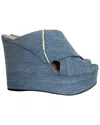 Sergio Rossi Women's Cotton Denim Alma Slip-on Wedge Sandal, Size It | 38.5  (authentic Pre-loved)
