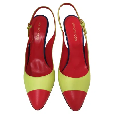 Pre-owned Sergio Rossi Women's Red Blue Yellow Decollete Shoes Size 39