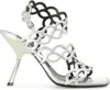 Sergio Rossi Square-headed High-heeled Sandals In Grey