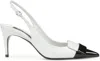 Sergio Rossi Patent Leather Toe Slingback In White