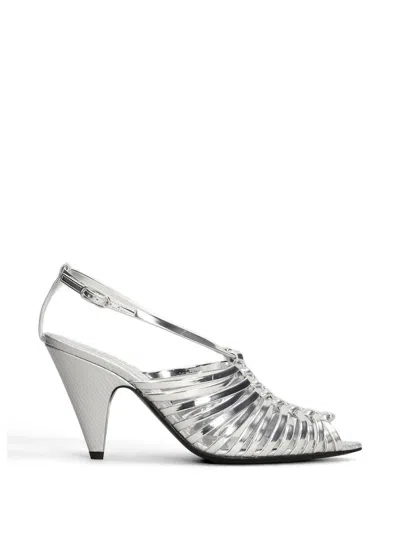 Sergio Rossi Wovenia Strappy Sandals In Silver