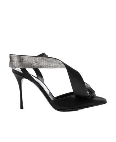 Sergio Rossi Marquise 100mm Bow-detail Satin Pumps In Black