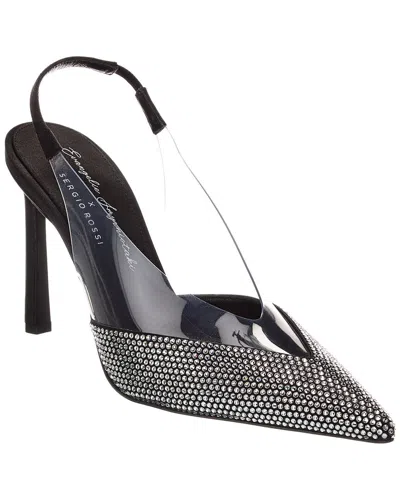 Sergio Rossi X Evangelie Smyrniotaki Satin & Vinyl Slingback Pump In Black