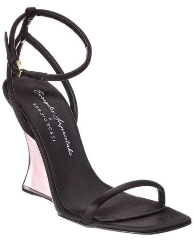 SERGIO ROSSI X EVANGELIE SMYRNIOTAKI SATIN WEDGE SANDAL