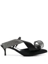 Sergio Rossi Satin Mules With Maximal Bow In Black