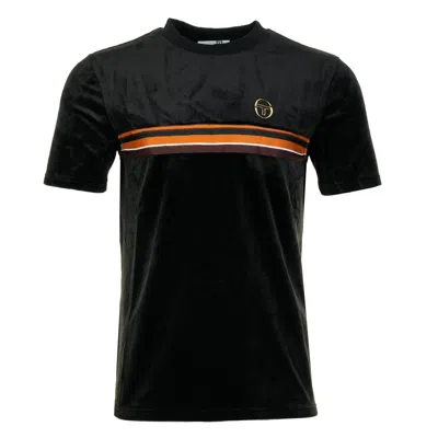 Sergio Tacchini Ayme Velour T Shirt Black Gold