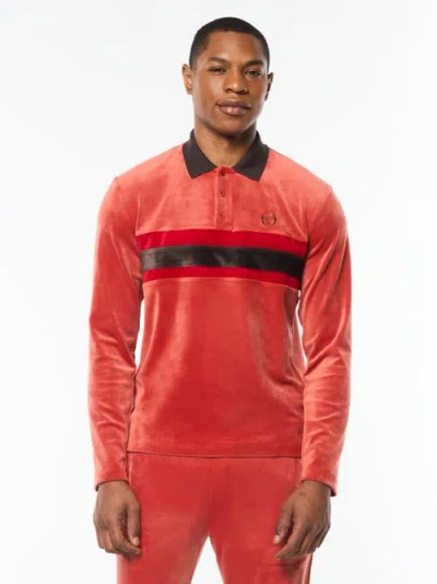 Sergio Tacchini Banda Velour Polo In Pink