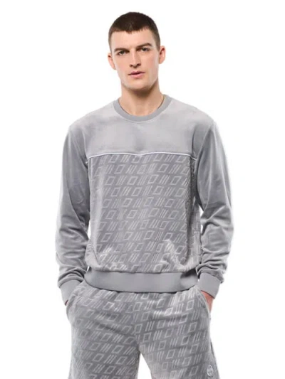 Sergio Tacchini Bandiera Debossed Velour Crewneck In Gray