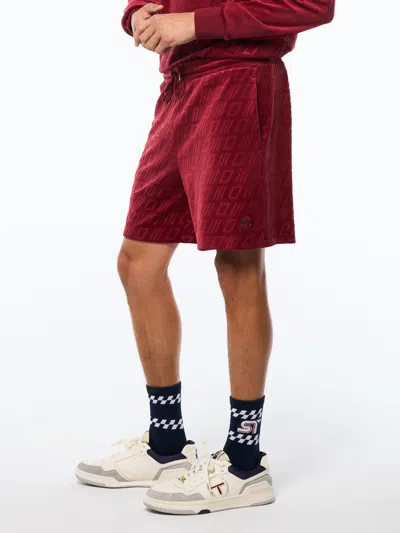 Sergio Tacchini Bandiera Debossed Velour Short In Red