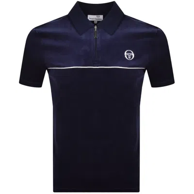 Sergio Tacchini Cardona Velour Polo Navy In Blue