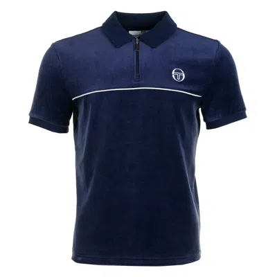 Sergio Tacchini Cardona Velour Zip Polo Maritime Blue White