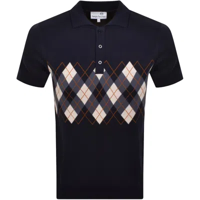 Sergio Tacchini Carezza Knit Polo Navy In Blue