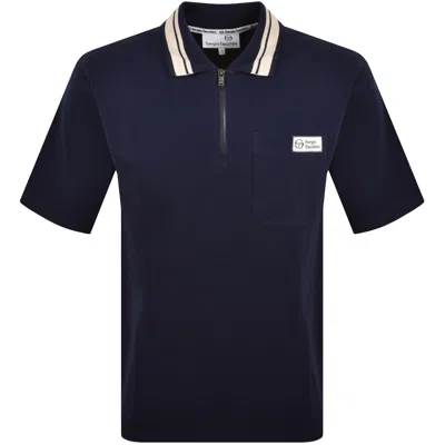 Sergio Tacchini Costa Zipped Polo T Shirt Blue