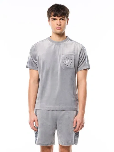 Sergio Tacchini Cresta Velour Pocket T-shirt In Gray