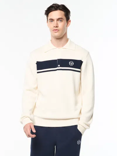 Sergio Tacchini Damarindo Long Sleeve Knit Polo In White