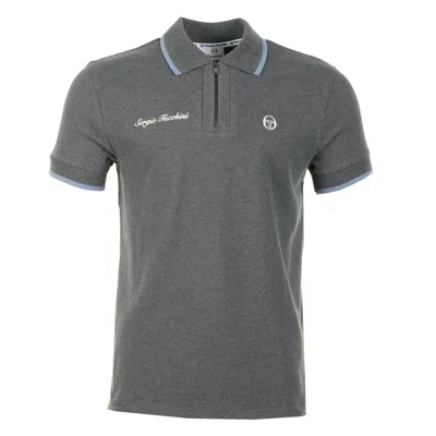Sergio Tacchini Davide Zip Polo Shirt Charcoal Marl In Gray