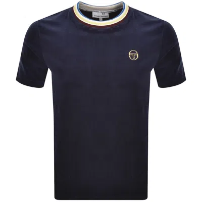 Sergio Tacchini Fino Velour T Shirt Navy In Blue