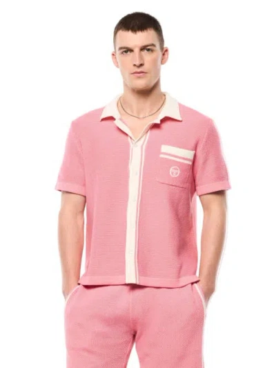 Sergio Tacchini Fratelli Crochet Cabana Polo In Pink