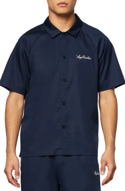 Sergio Tacchini Giorgio Lounge Short Sleeve Button-up Shirt In Maritime Blue